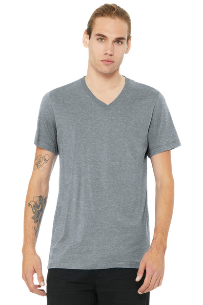 Front View of AthlHthr BELLA+CANVAS Unisex Heather CVC V-Neck Tee BC3005CVC
