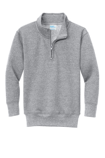 Front View of AthlHthr Port & Company Youth Core Fleece 1/4-Zip Pullover Sweatshirt PC78YQ