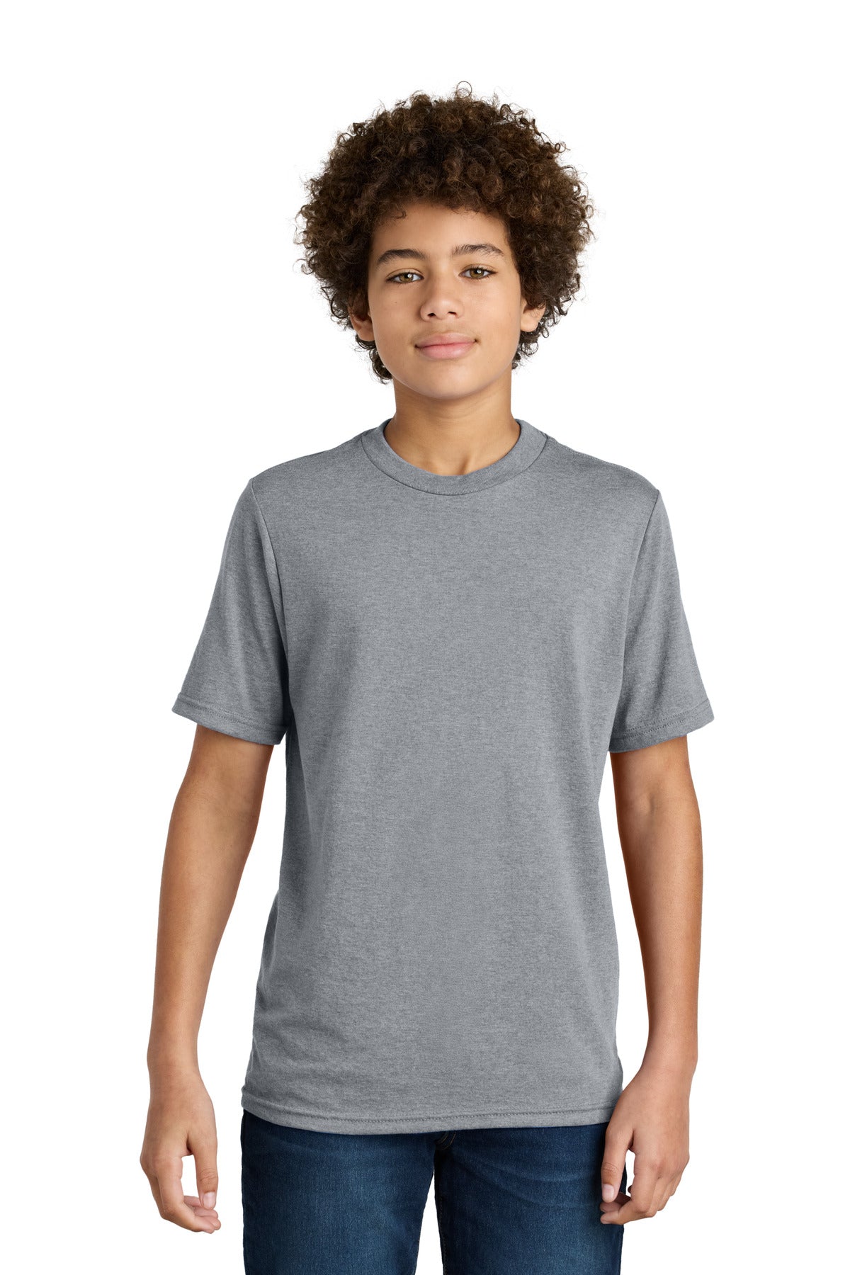Front View of AthlHthr Port & Company Youth CVC Tee PC340Y