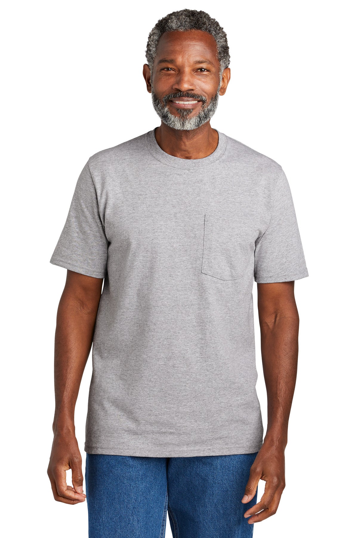 Front View of AthlHthr Volunteer Knitwear All-American Pocket Tee VL100P