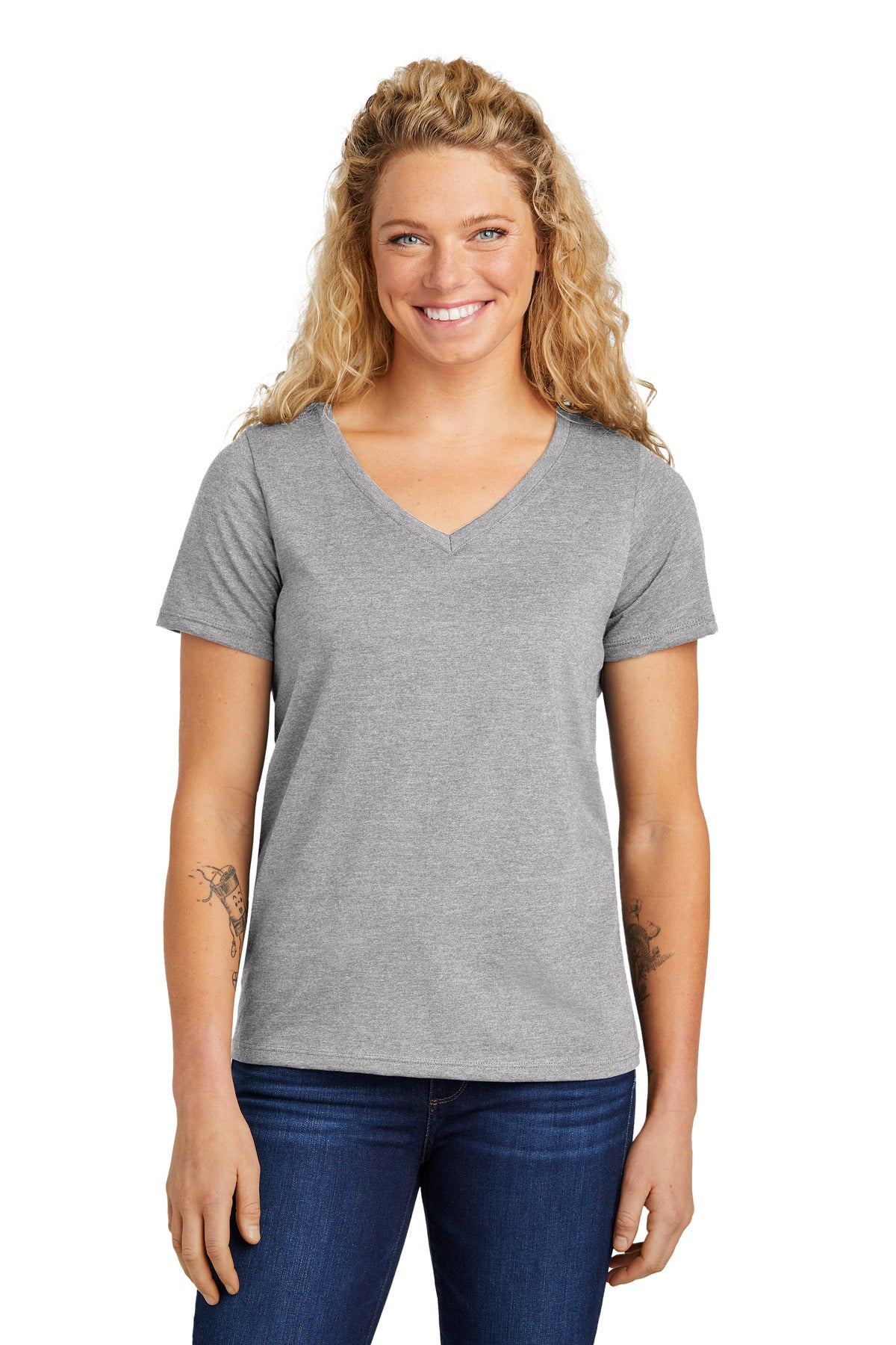 Front View of AthlHthr Volunteer Knitwear Women's Daily V-Neck Tee LVL45V
