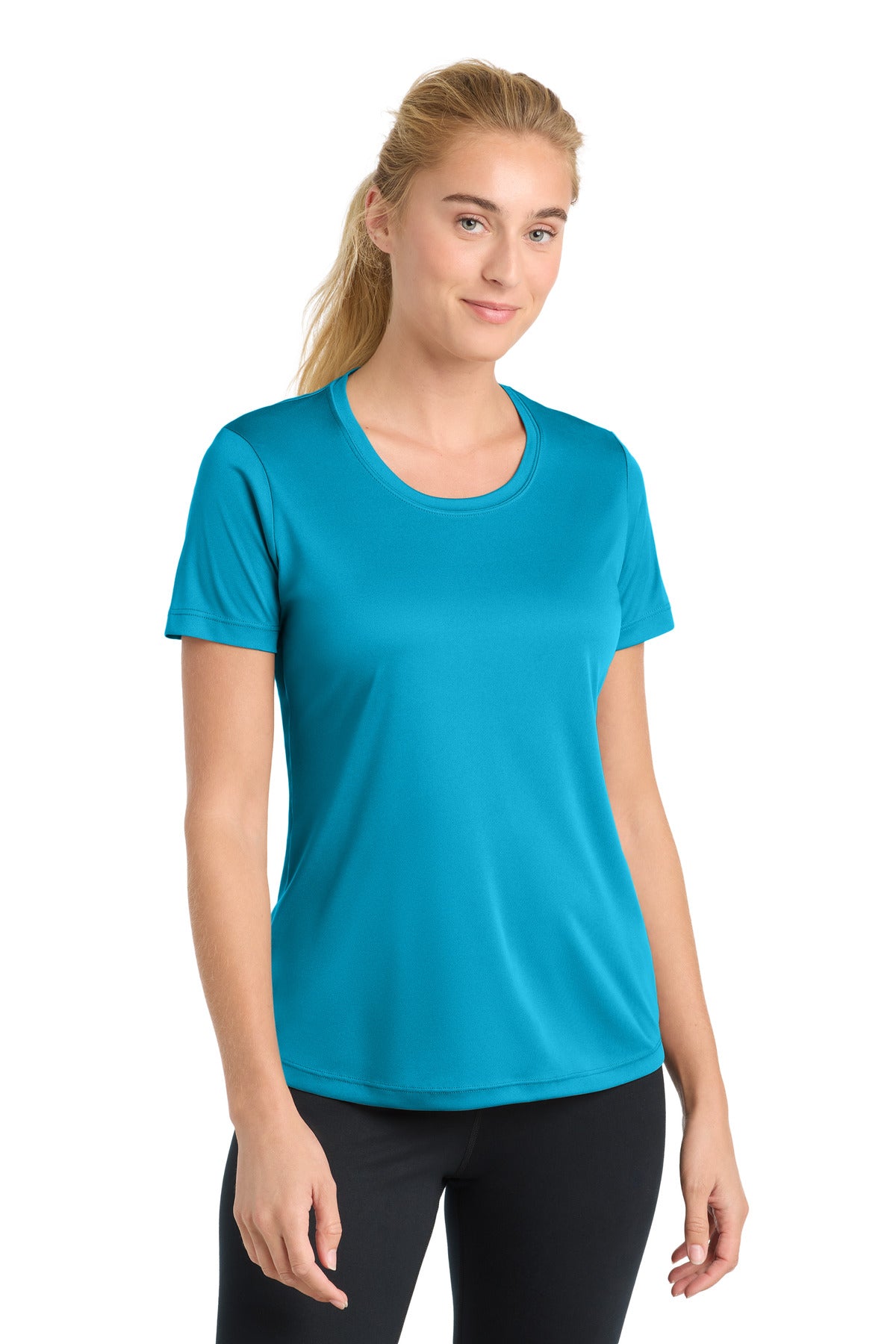 Front View of Atomic Blue Sport-Tek Women's PosiCharge Competitor Tee. LST350