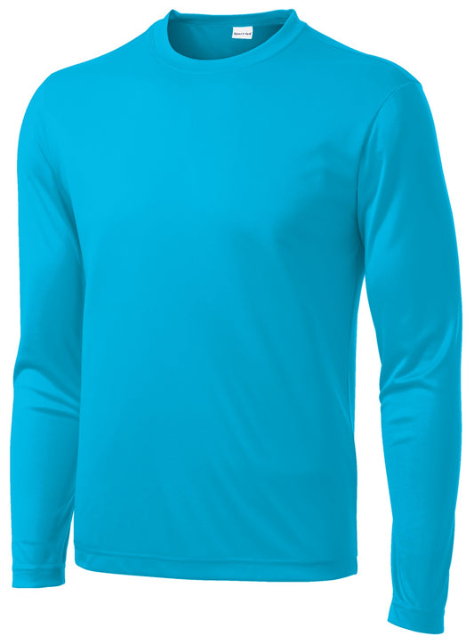 Front View of Atomic Blue Sport-Tek Youth Long Sleeve PosiCharge Competitor Tee. YST350LS