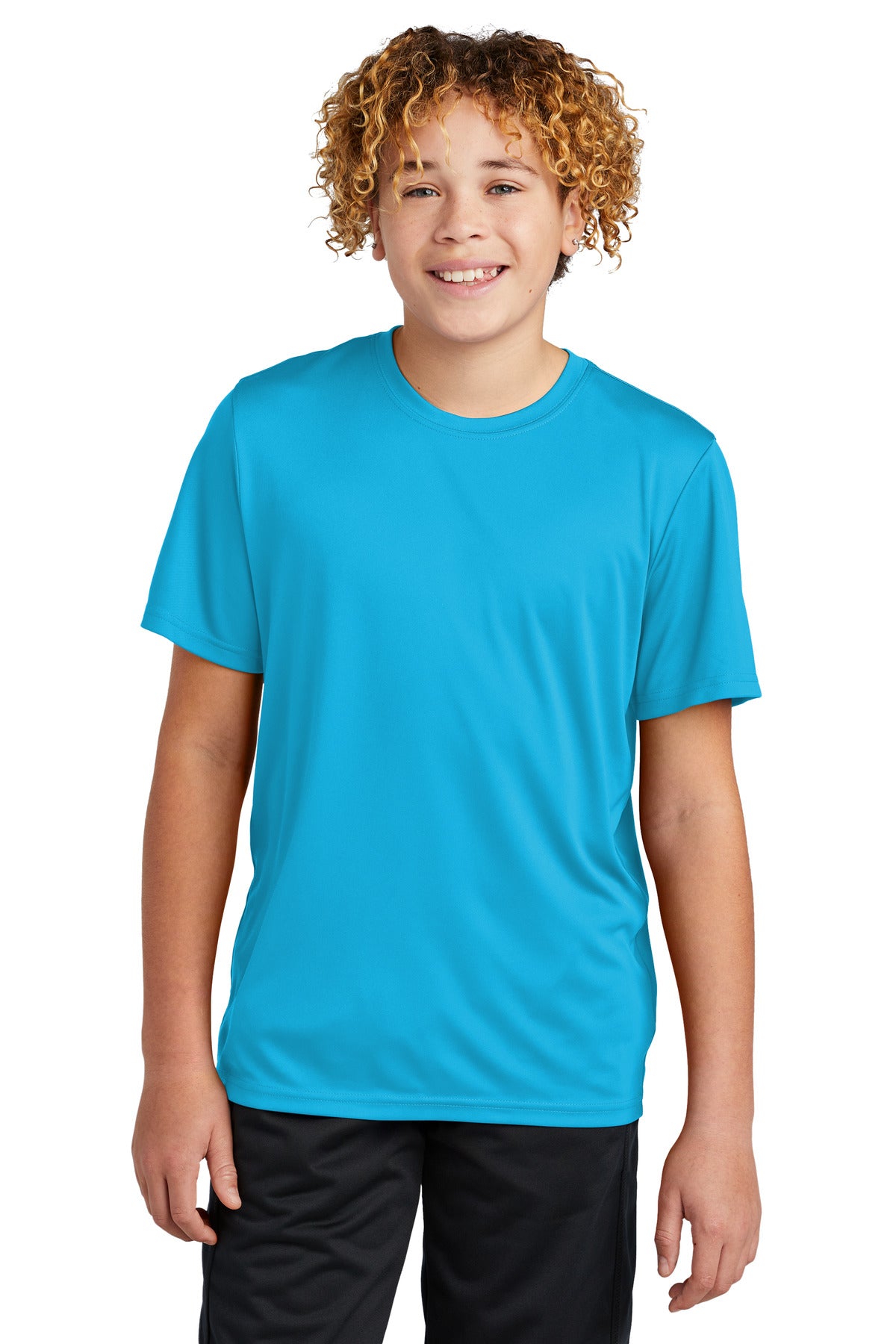 Front View of AtomicBlue Sport-Tek Youth PosiCharge Re-Compete Tee YST720