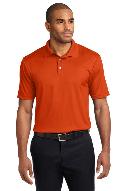 Front View of Autumn Orange Port Authority Performance Fine Jacquard Polo. K528