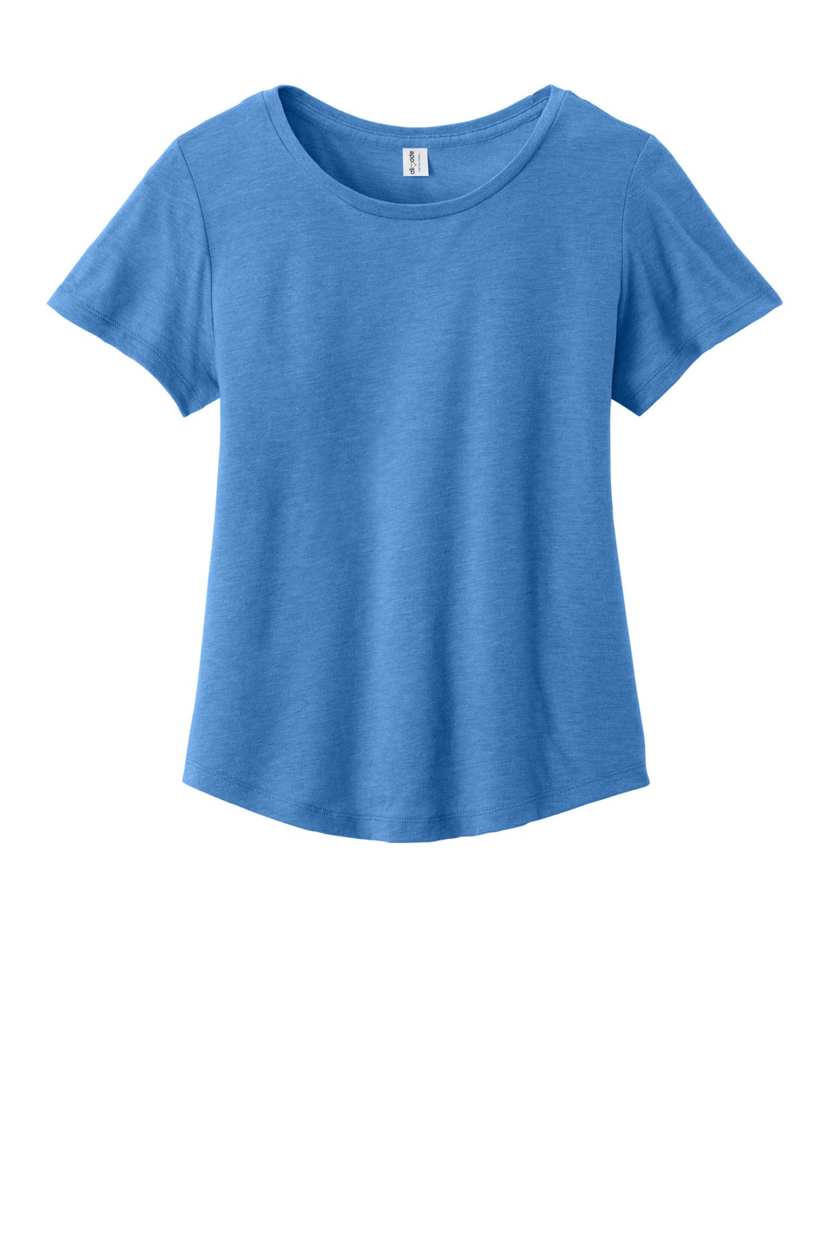 Front View of AzureBlue Allmade Women's Relaxed Tri-Blend Scoop Neck Tee AL2015