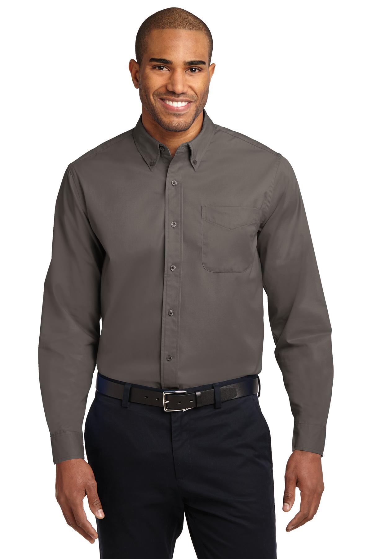 Front View of Bark Port Authority Extended Size Long Sleeve Easy Care Shirt S608ES