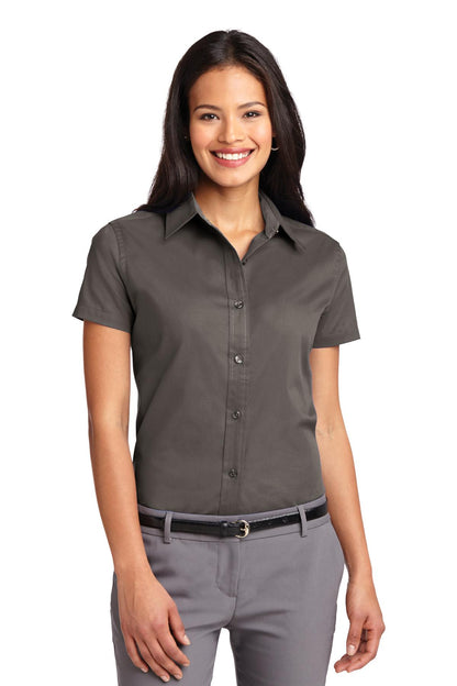 Front View of Bark Port Authority Women's Short Sleeve Easy Care Shirt. L508