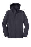 Front View of Batlshp Grey Port Authority Hooded Charger Jacket. J327