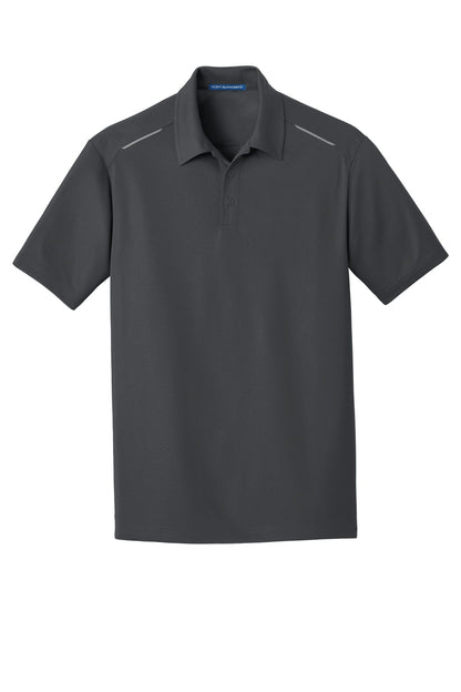 Front View of Battleship Gry Port Authority Pinpoint Mesh Polo. K580