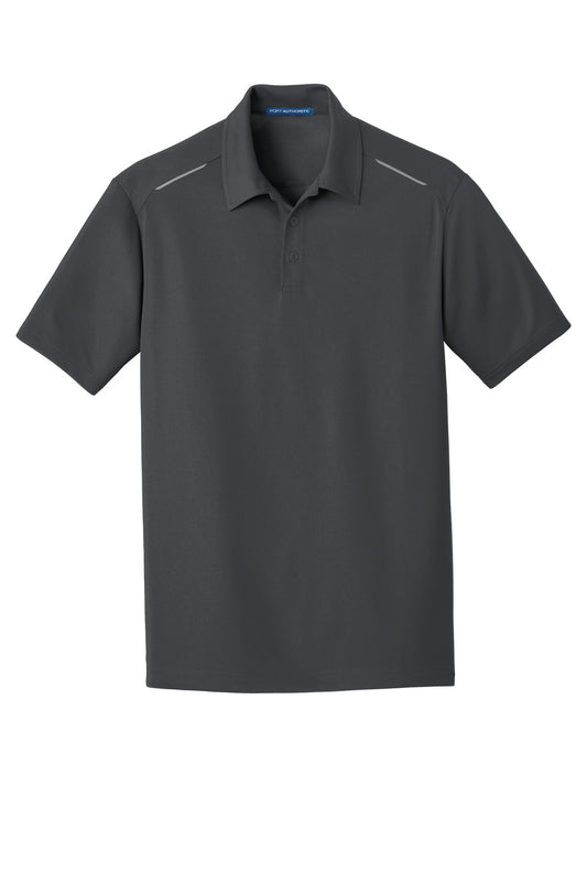 Front View of Battleship Gry Port Authority Pinpoint Mesh Polo. K580