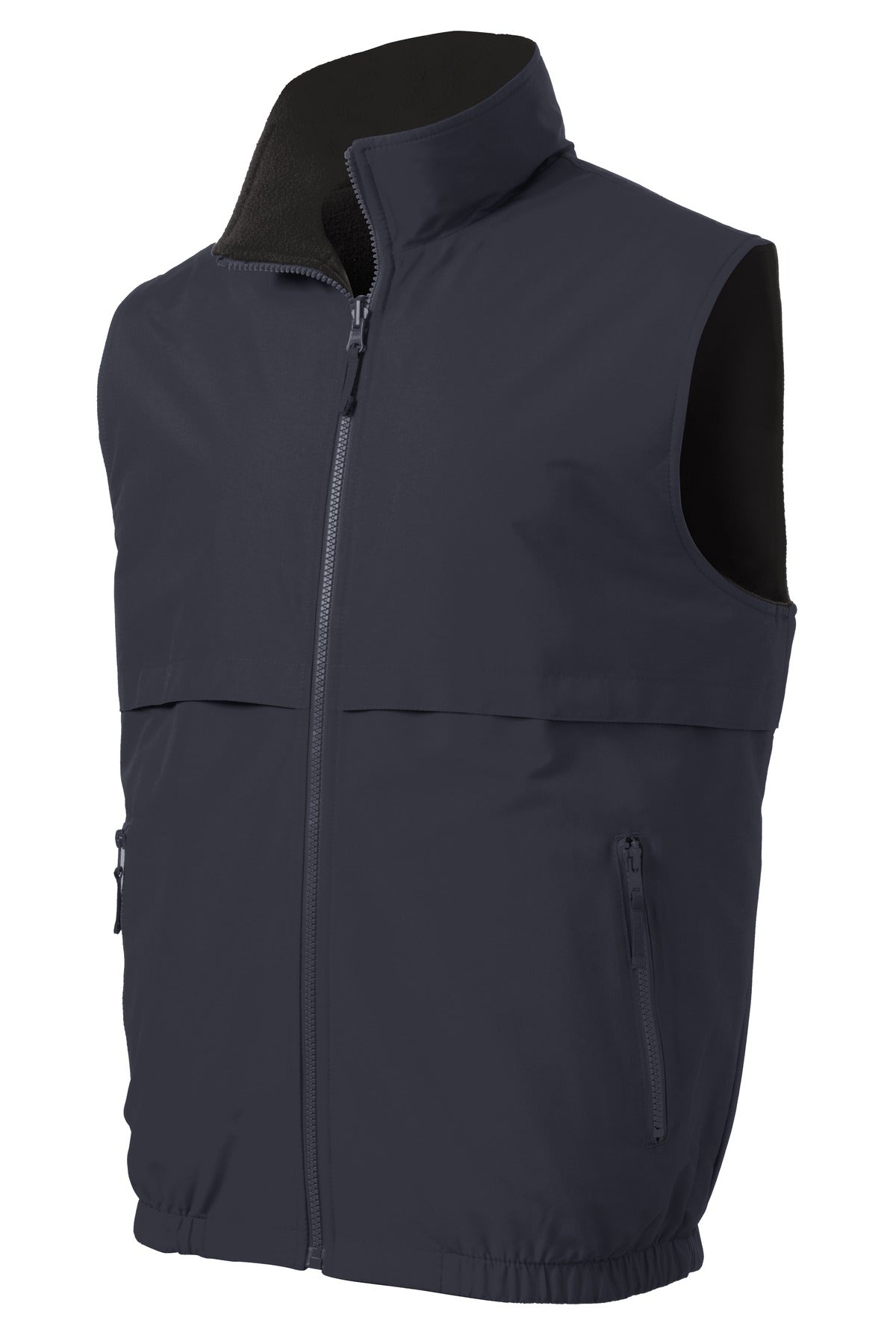 Front View of Battleship Gry Port Authority Reversible Charger Vest. J7490