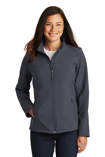 Front View of Battleship Gry Port Authority Women's Core Soft Shell Jacket. L317