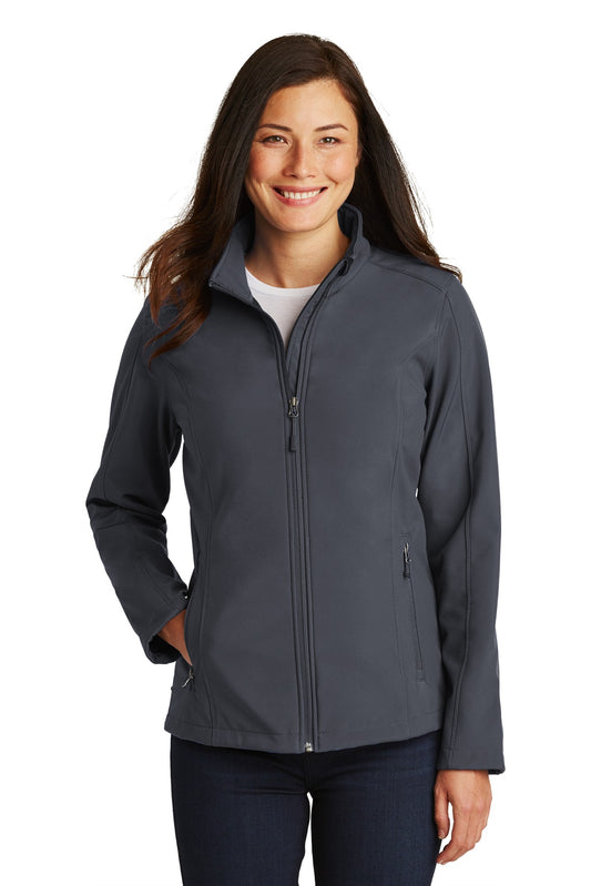 Front View of Battleship Gry Port Authority Women's Core Soft Shell Jacket. L317