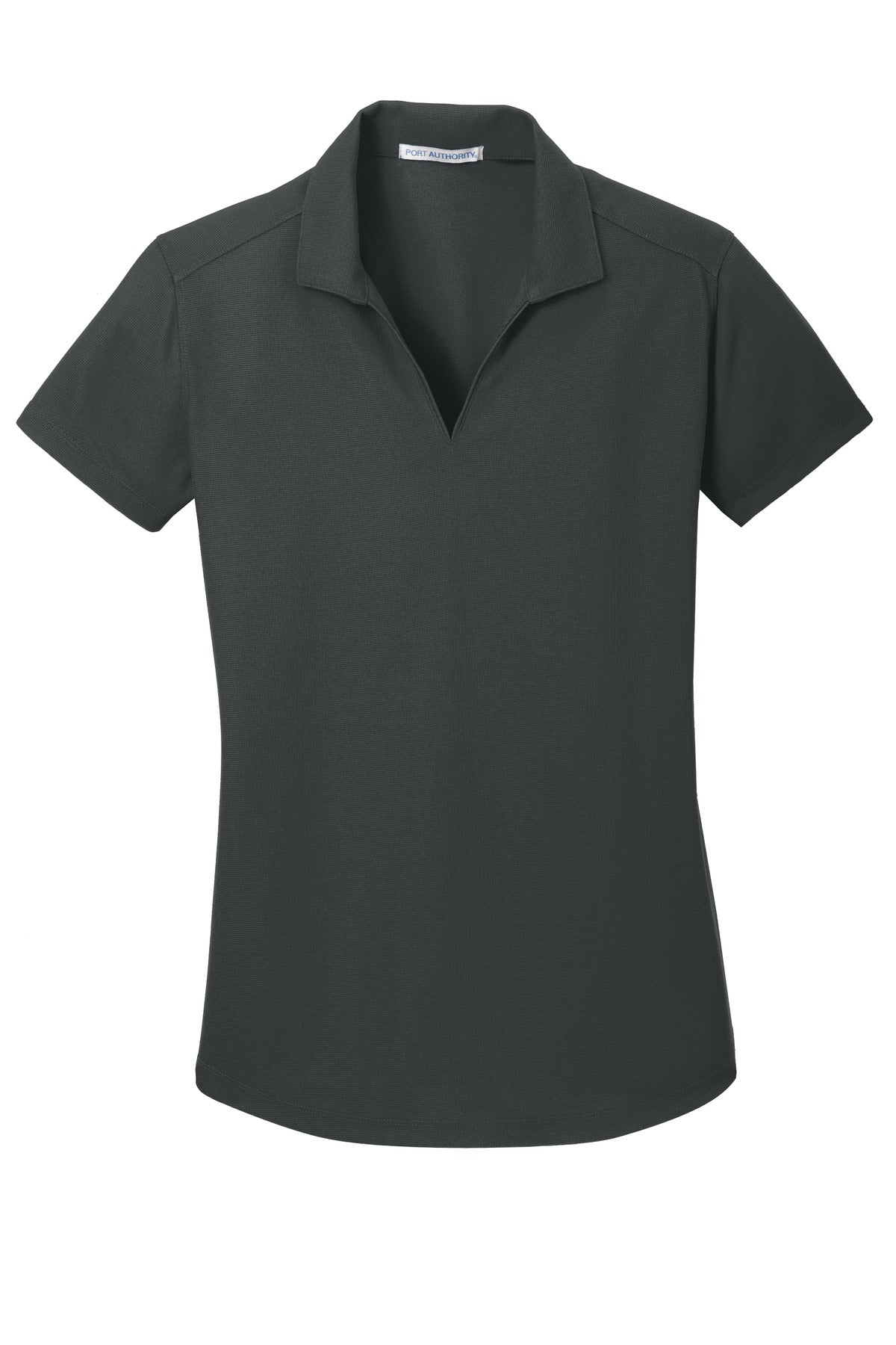 Front View of Battleship Gry Port Authority Women's Dry Zone Grid Polo. L572