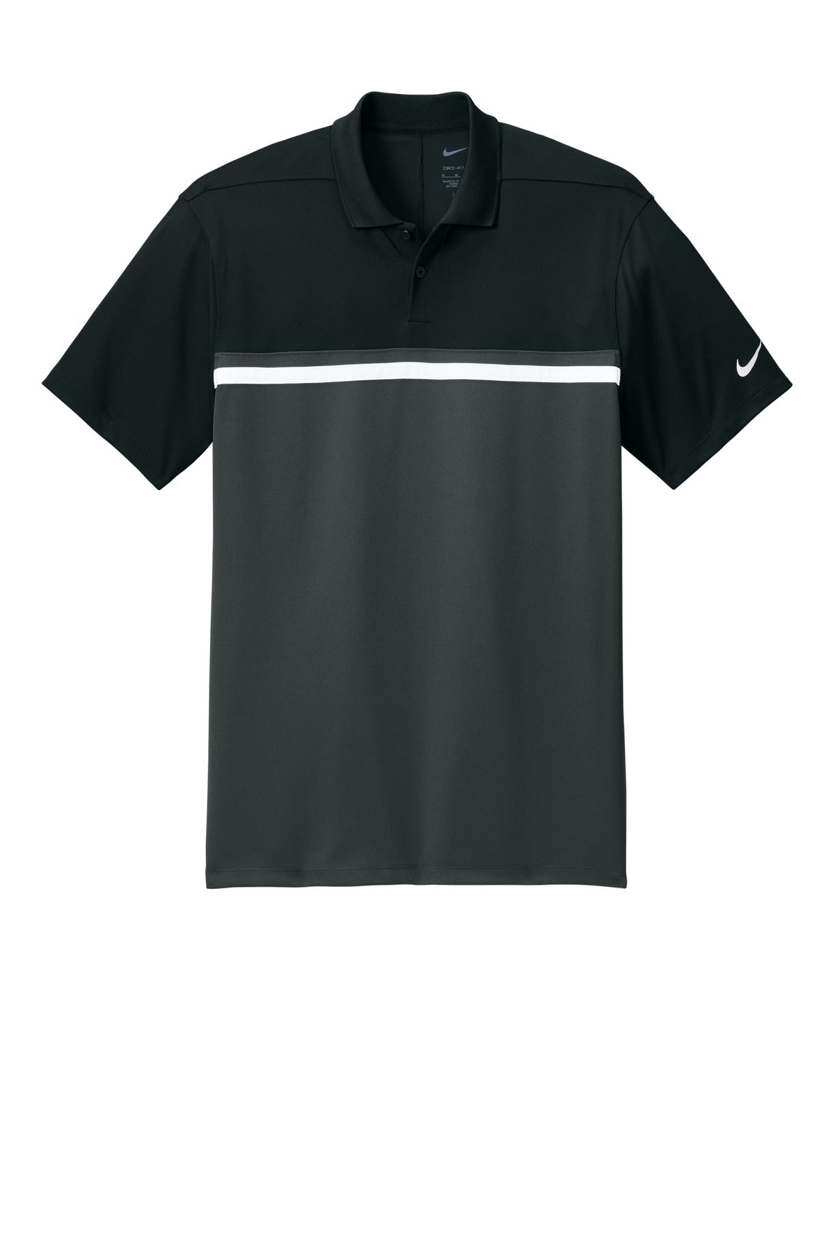 Front View of Bk/Anth/Wh Nike Dri-FIT Victory Colorblock Polo NKFQ3968