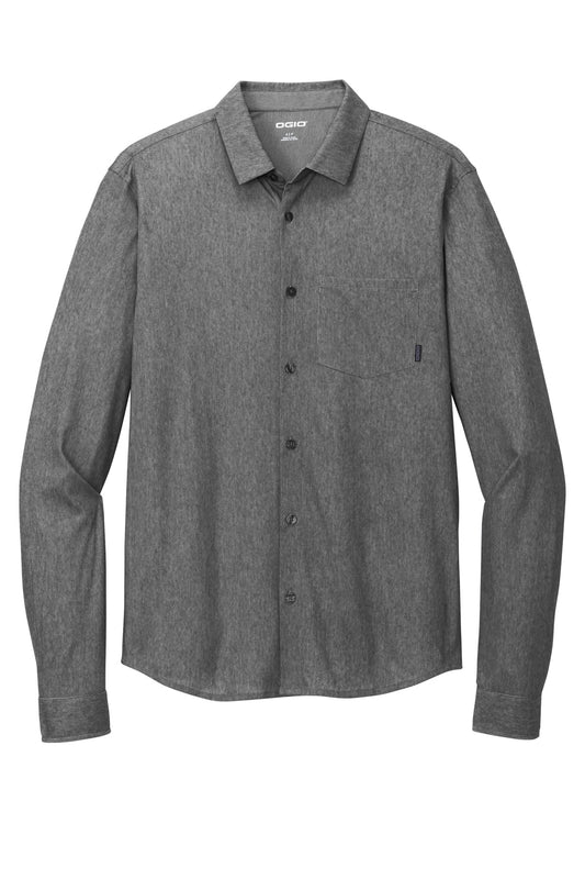 Front View of BktpHthr OGIO Extend Long Sleeve Button-Up OG161