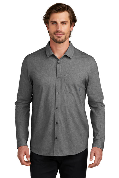 Front View of BktpHthr OGIO Extend Long Sleeve Button-Up OG161