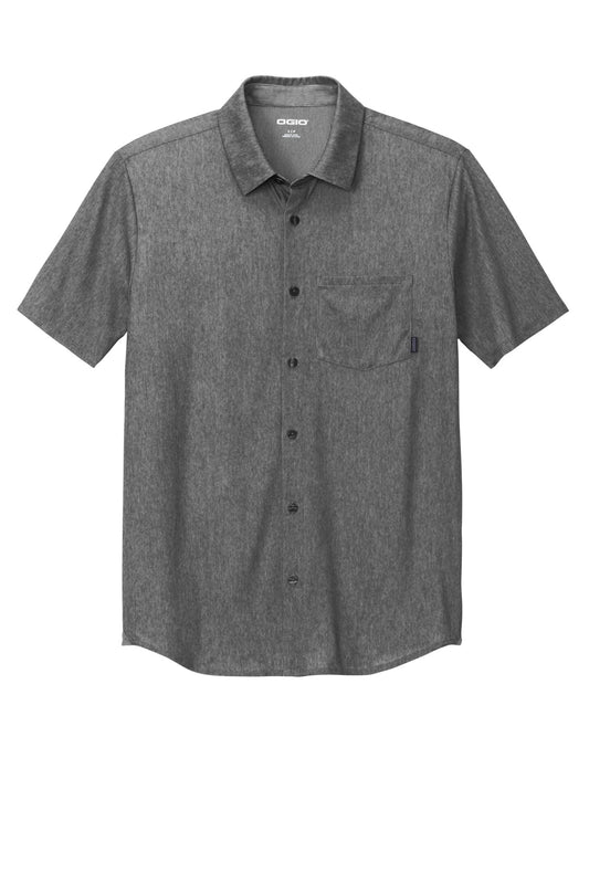 Front View of BktpHthr OGIO Extend Short Sleeve Button-Up OG160
