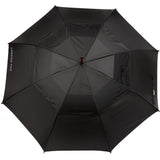 Front View of Black 48" London Fog Auto Fashion Stick Umbrella plain
