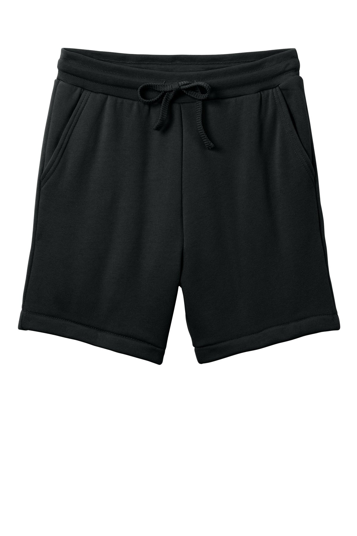 Front View of Black BELLA+CANVAS Unisex Sponge Fleece Sweatshort BC3724