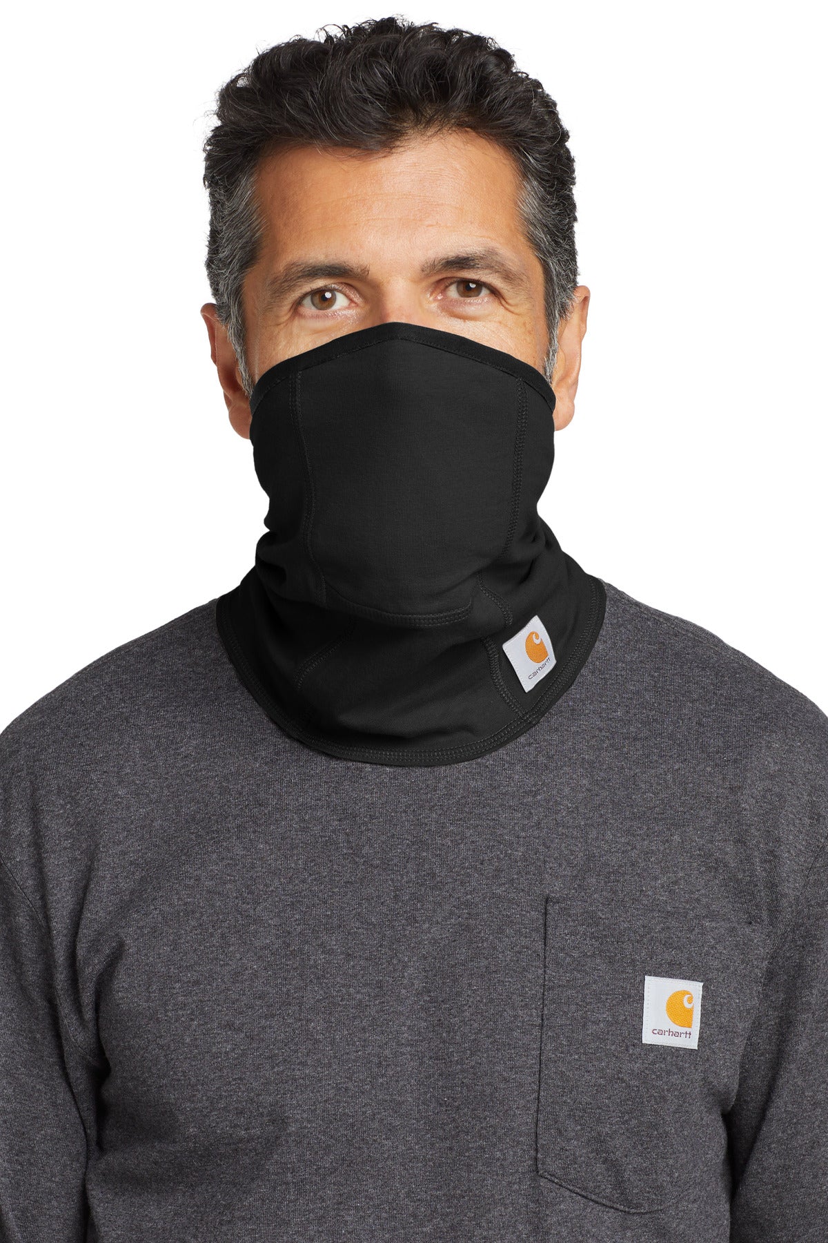 Front View of Black Carhartt Cotton Blend Filter Pocket Gaiter CT105086