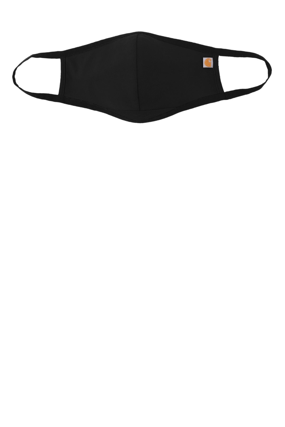 Front View of Black Carhartt Cotton Ear Loop Face Mask (3 pack) CT105160