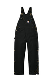 Front View of Black Carhartt Firm Duck Insulated Bib Overalls CT106672