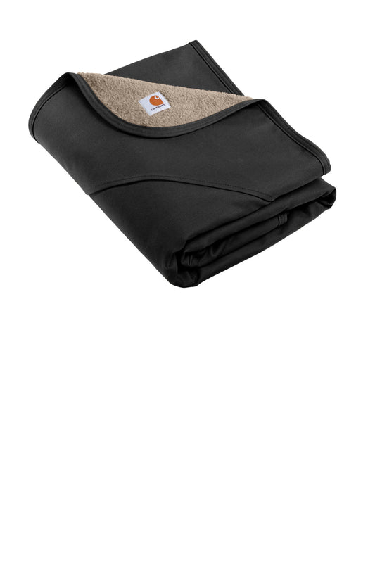 Front View of Black Carhartt Firm Duck Sherpa-Lined Blanket CTP0000502