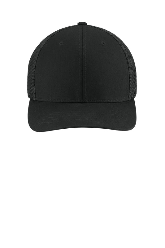 Front View of Black Carhartt Flexfit 110 Mesh Back Cap CT106577