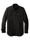 Front View of Black Carhartt Force Solid Long Sleeve Shirt CT105291