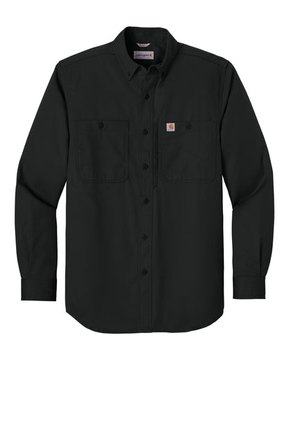 Front View of Black Carhartt Rugged Professional Series Long Sleeve Shirt CT106689