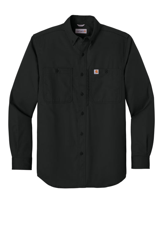 Front View of Black Carhartt Rugged Professional Series Long Sleeve Shirt CT106689