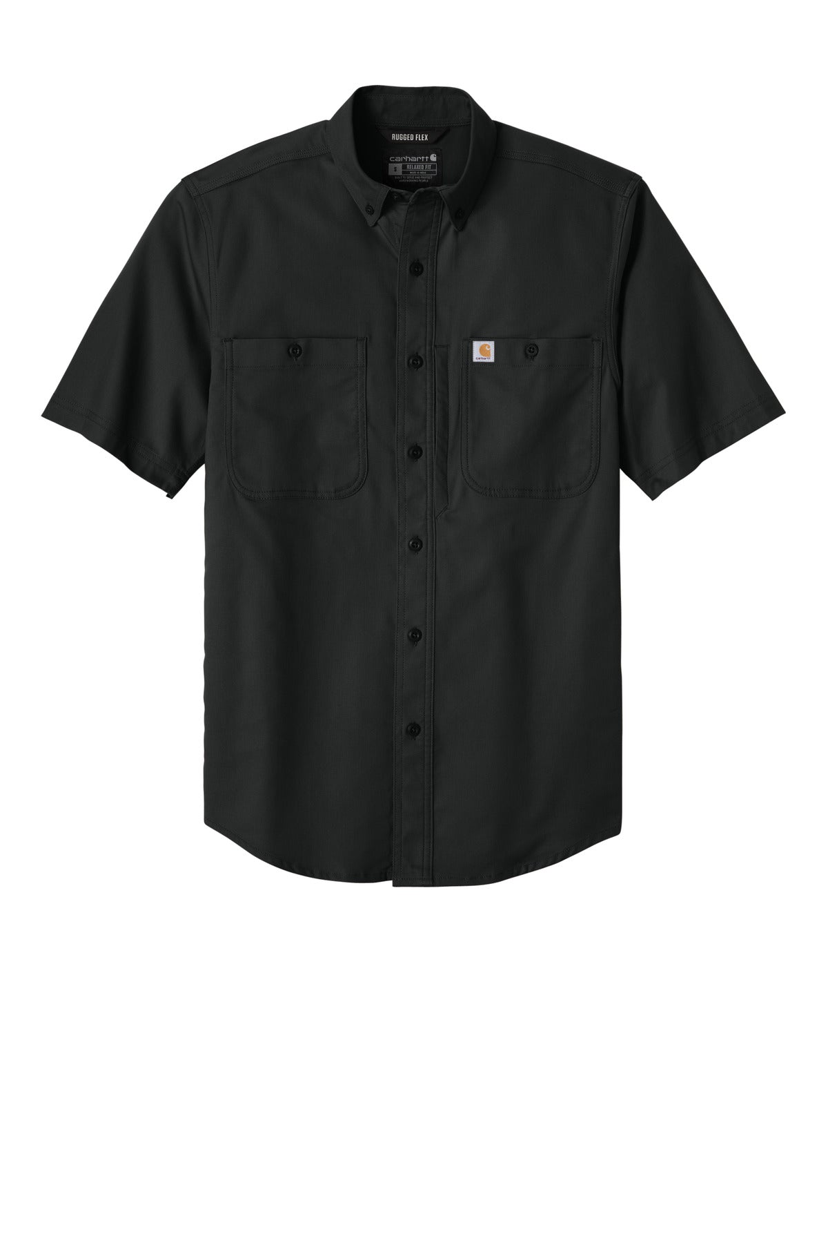 Front View of Black Carhartt Rugged Professional Series Short Sleeve Shirt CT106688