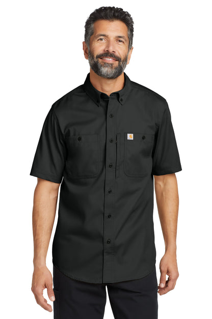 Front View of Black Carhartt Rugged Professional Series Short Sleeve Shirt CT106688