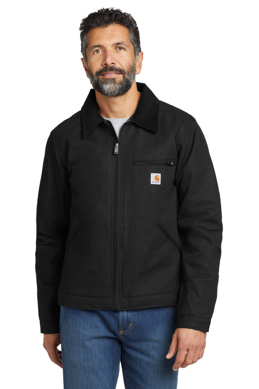 Front View of Black Carhartt Tall Duck Detroit Jacket CTT103828
