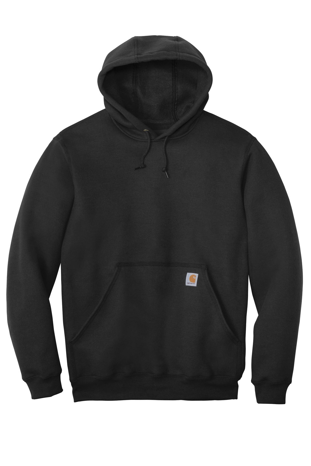 Front View of Black Carhartt Tall Midweight Hooded Sweatshirt CTTK121