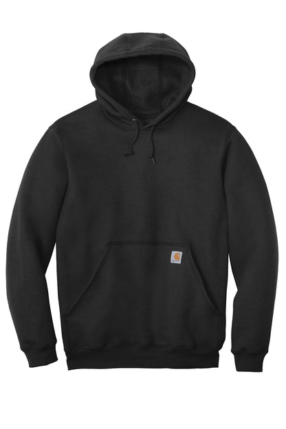 Front View of Black Carhartt Tall Midweight Hooded Sweatshirt CTTK121