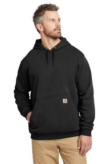 Front View of Black Carhartt Tall Midweight Hooded Sweatshirt CTTK121
