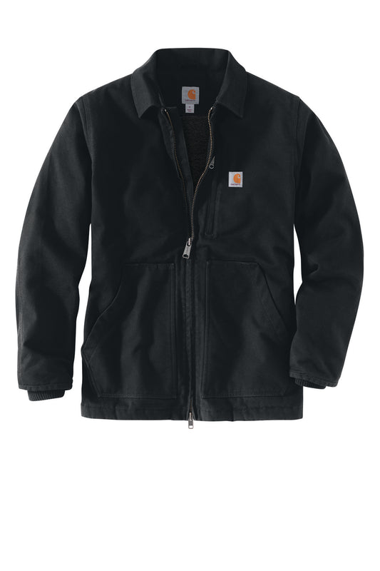 Front View of Black Carhartt Tall Sherpa-Lined Coat CTT104293