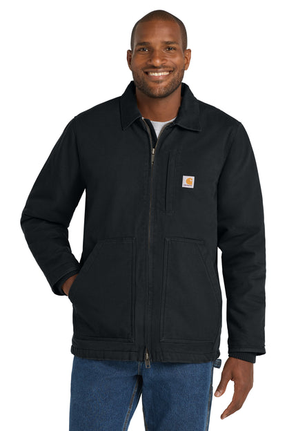 Front View of Black Carhartt Tall Sherpa-Lined Coat CTT104293