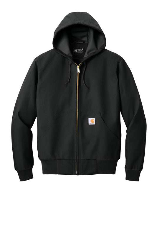 Front View of Black Carhartt Thermal-Lined Duck Active Jac. CT106678