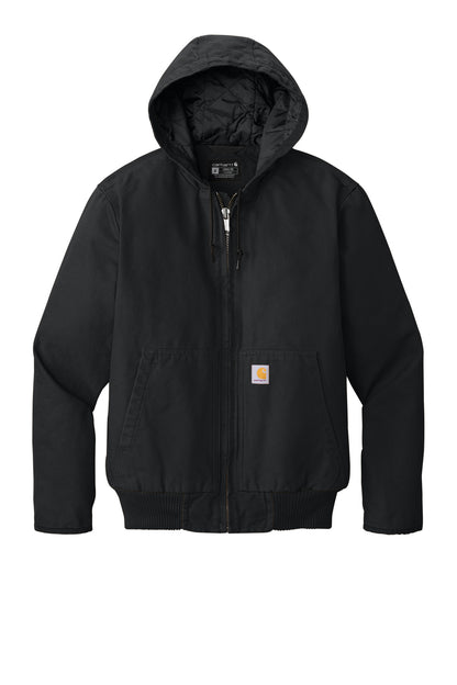 Front View of Black Carhartt Washed Duck Active Jac. CT104050