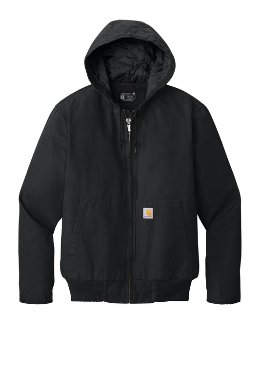 Front View of Black Carhartt Washed Duck Active Jac. CT104050