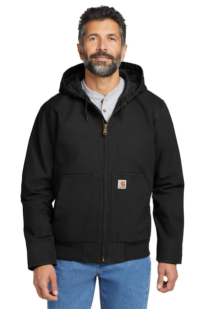 Front View of Black Carhartt Washed Duck Active Jac. CT104050