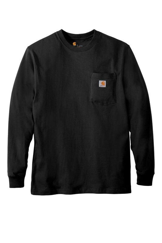 Front View of Black Carhartt Workwear Pocket Long Sleeve T-Shirt. CTK126