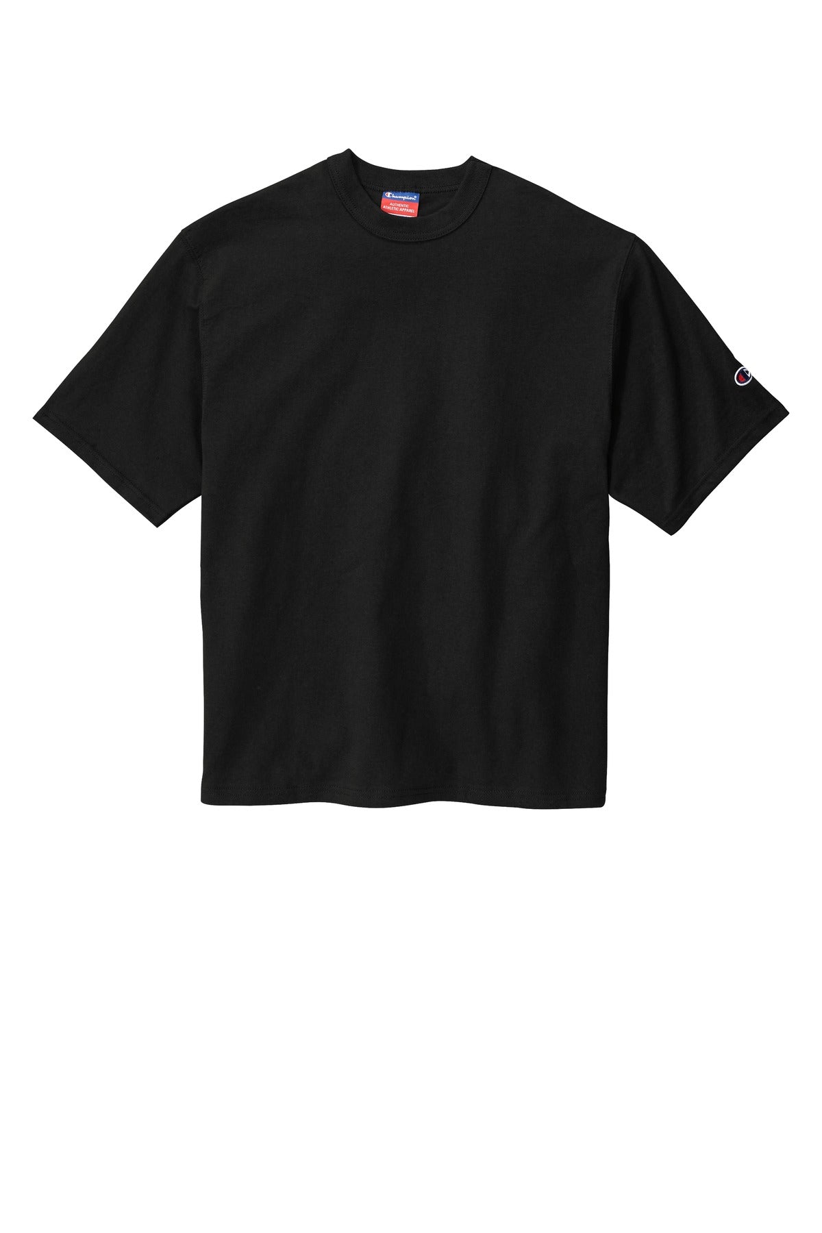 Front View of Black Champion Heritage 7-Oz. Jersey Tee T105