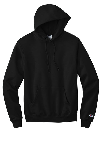 Front View of Black Champion Powerblend Pullover Hoodie. S700