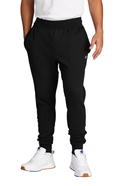 Front View of Black Champion Reverse Weave Jogger RW25