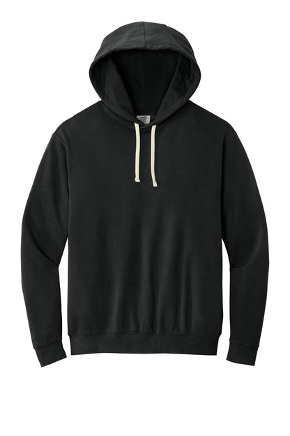 Front View of Black Comfort Colors Lightweight Hooded Sweatshirt 1467